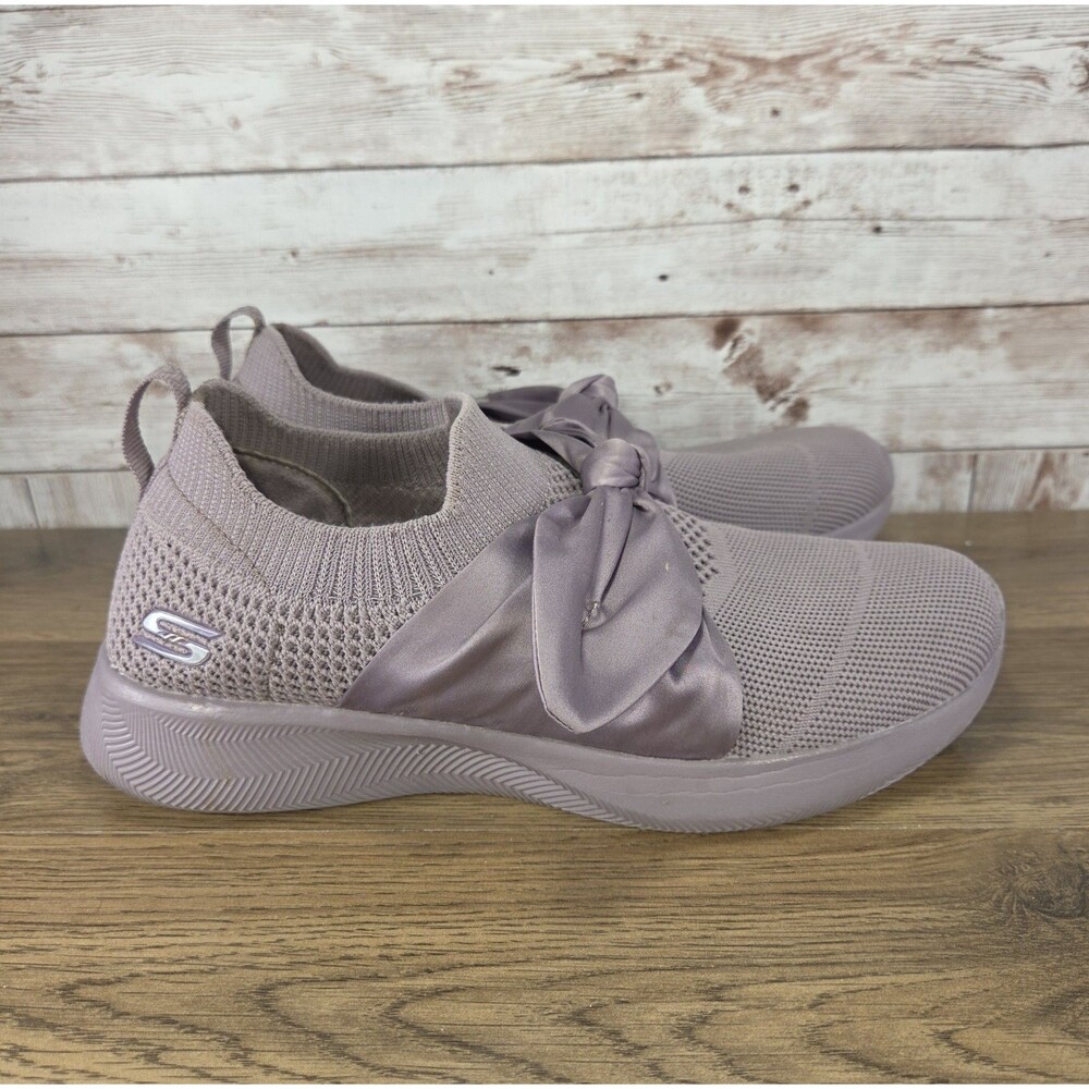 Skechers Women's Bobs Sport Squad 2 Bow Beauty Slip-On Sneakers Mauve Size 7.5